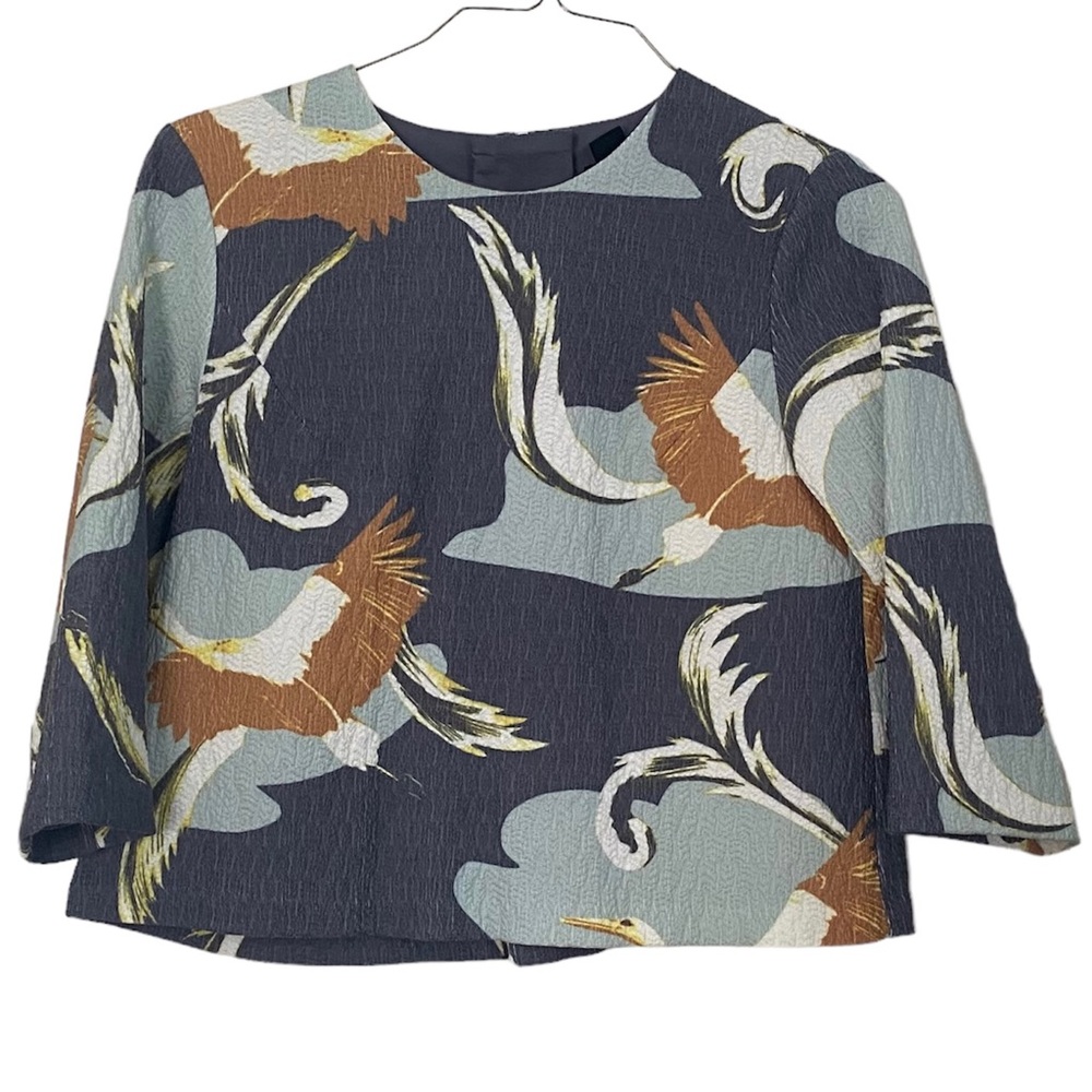 H & M Crane Swing Crop Top Textured with Back Zipper Size 10